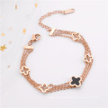 Multi-layer rose gold four-leaf clover bracelets for women titanium steel plated 18K rose gold personalized fashion jewelry